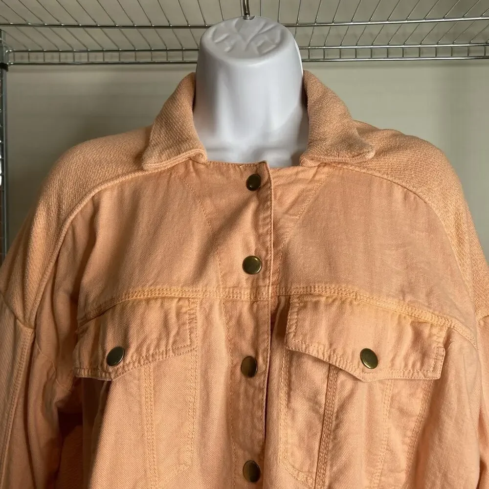 Pilcro Peach Button-Front Oversized Jacket - Picture 8 of 13